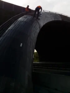 Náter dreveného opláštenia mosta pre NDS